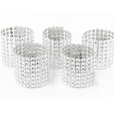 10pcs Gold Silver Napkin Ring Chairs Buckles Wedding Event Decoration Crafts Rhinestone Bows Holder Handmade Party Supplies ► Photo 1/6