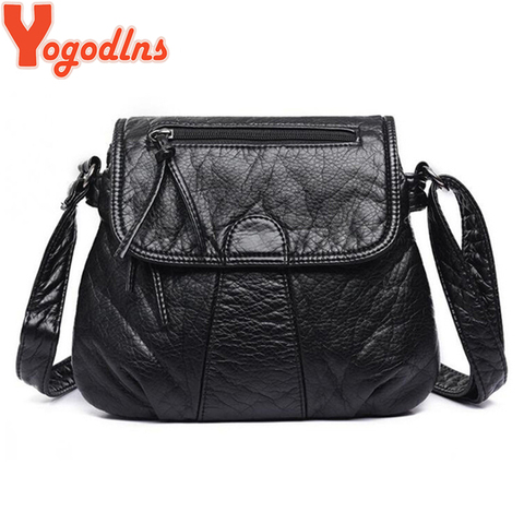 Yogodlns New Arrival Women Handbag Washed Leather Shoulder Messenger Bag Casual Square Bag Bolsa Feminina Crossbody Bags ► Photo 1/6