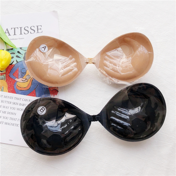 Self-Adhesive Silicone Invisible Strapless Cotton Front Closure Push Up Bra I 