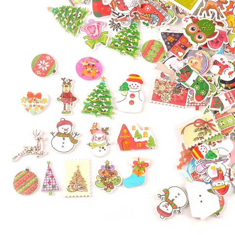 25pcs Mix Cartoon Christmas Pattern Wooden Buttons Scrapbooking Crafts For DIY Sewing Clothes Handmade Apparel Accessories M2516 ► Photo 1/6