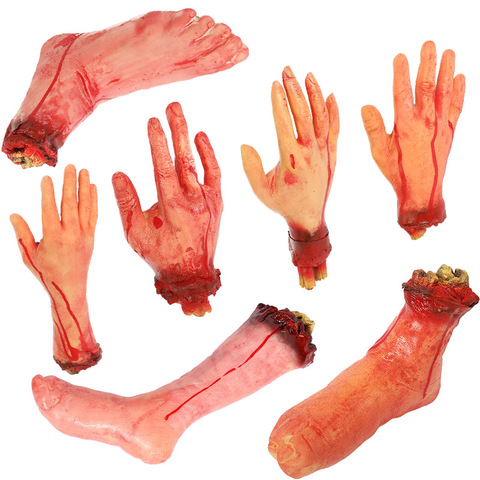 Halloween Horror Props Bloody Fake Arm Hand Creepy Finger Foot Scary Leg Brain Halloween Party Decoration Supplies ► Photo 1/6