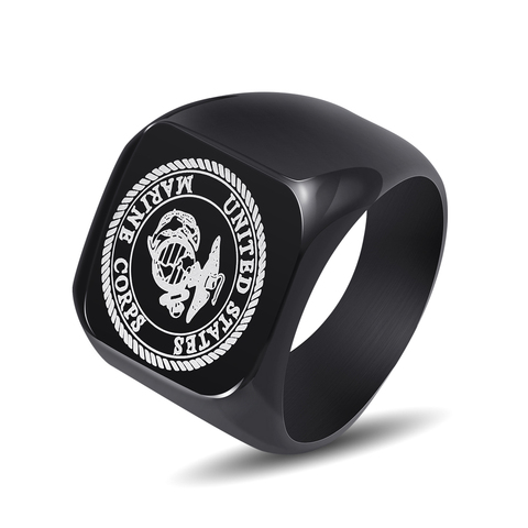 Drop shipping Fashion USMC Stainless Steel Ring Men US Army Marine Corps Titanium Punk Biker Rings ► Photo 1/1