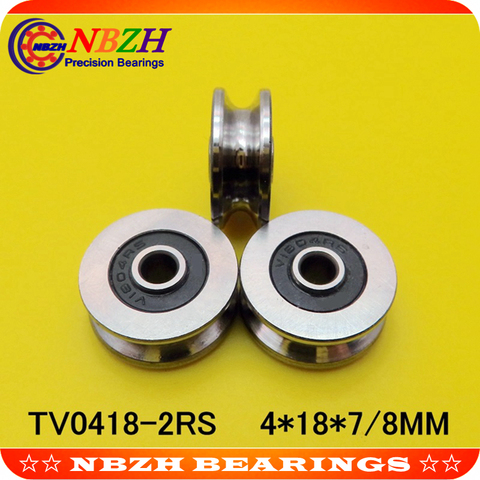 1 PC High Quality 4mm V Groove steel roller bearings JS0418U V1804-2RS U groove pulley ball bearing 4*18*8 mm V1804 0418UU ► Photo 1/6