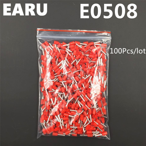 100Pcs E0508 Tube Insulating Insulated Terminal 0.5MM2 22AWG Cable Wire Connector Insulating Crimp E Black Yellow Blue Red Green ► Photo 1/6