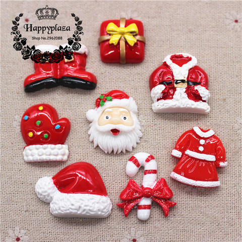 10pcs Resin Santa Claus/Crutch/Hat/Boots/Gloves Flatback Cabochon Christmas Miniature Art Supply Decoration Charm Craft ► Photo 1/6