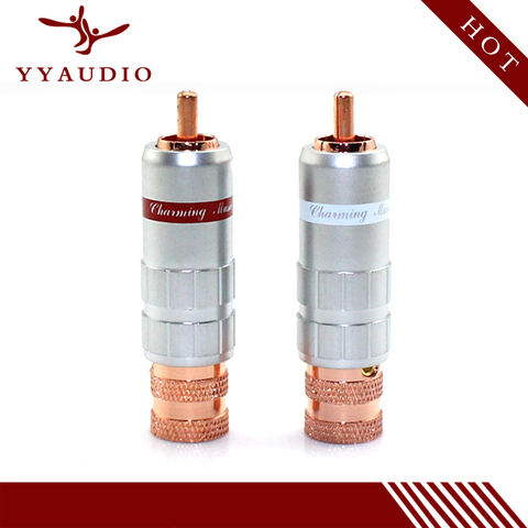 4PCS New YYAUDIO 8016 red copper RCA plugs, signal heads for audio cable ► Photo 1/4
