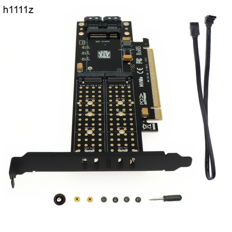 PCIE to M2 Adapter Raiser PCI-E 3.0 X16 to M.2 SSD M Key B Key mSATA 2 x 7Pin SATA Port NVME M2 SSD AHCI mSATA 3 in 1 Riser Card ► Photo 1/1