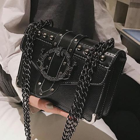 European Fashion Female Square Bag 2022 New Quality PU Leather Women's Designer Handbag Rivet Lock Chain Shoulder Messenger bags ► Photo 1/6