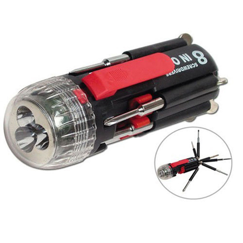 8 in one Multi Screwdriver with LED Flashlight Torch Hand Tools Multi-functional Flashlight Slotted Phillips Hex Screw Driver ► Photo 1/1