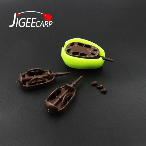 JIGEECARP 1PC Single Fishing Inline Safe Flat Method Feeder with Spare Inserts no Mould Carp Fishing Tackle Brown 30g 40g 50g ► Photo 1/6