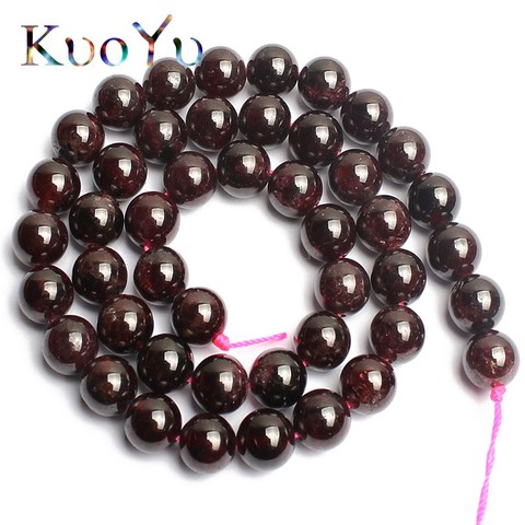 Natural Dark Red Garnet Round Loose Stone Beads For Jewelry Making 15.5