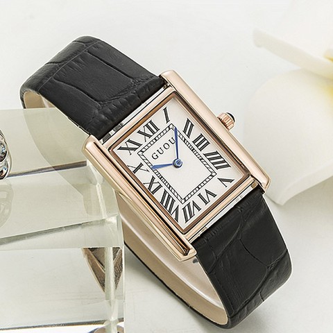 GUOU authentic Korean Edition watch rectangular belt retro Rome