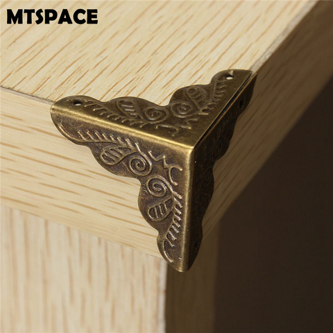 MTSPACE 10pcs/Set Classical Jewelry Box Corner Foot Wooden Case Corner Protector Bronze Tone Flower Pattern Carved Metal Crafts ► Photo 1/6