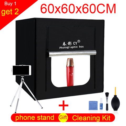 CY 60*60cm LED Photo Studio light tent Tabletop Shooting SoftBox lightbox+Portable Bag+Dimmer switch AC adapter for Jewelry Toys ► Photo 1/1