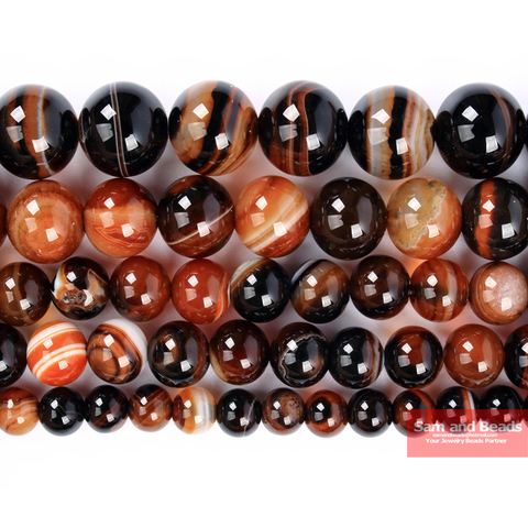 Natural Dream Coffee Black Lace Stripe Agates Round Loose Beads 4 6 8 10 12MM Pick Size For Jewelry Making DCB50 ► Photo 1/2