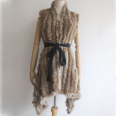 Women Real Fur Vest For 2022 Spring Genuine Rabbit Fur Vests Knitted Ladies Autumn Fur Gilet Natural Rabbit Gilets Female ► Photo 1/6