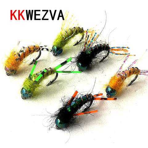 KKWEZVA 30PCS fishing lure #8 Black hooks Bright Skin Material Nymph Spinner Dry Fly Insect Bait Trout Fly Fishing Flies ► Photo 1/6