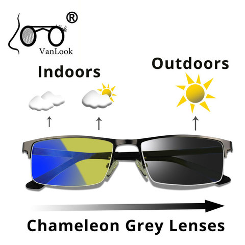 Photochromic Sunglasses Chameleon Lens Yellow Blue Light Blocking Computer Glasses Men Women Blu Ray Eyeglasses 100% Anti UV400 ► Photo 1/6