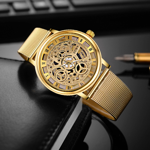 SOXY Luxury Skeleton Watch Men Watch Fashion Gold Watch Men Stainless Steel Clock Men's Watch reloj hombre relogio masculino ► Photo 1/6