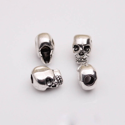 10pcs/lot Tibetan Silver Large Hole Jewelry Skull Beads 13x10x8mm Decoration Charm Spacer Beads For Bracelets Necklace Making ► Photo 1/3