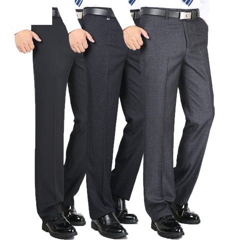 High Quality Fashion Thicken Men Dress Pants Classic Business Casual Straight Trousers Loose Suit Pants high waist Men Pantalon ► Photo 1/6