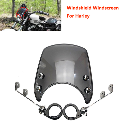 Motorcycle Adjustable Custom Compact Sport Wind Deflector Windshield Fits For Harley Sportster 04-Up XL883 XL1200 Series Models ► Photo 1/6