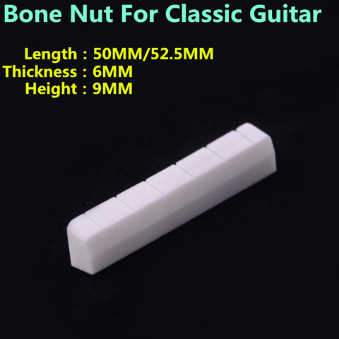 1 Piece  GuitarFamily Real Slotted  Bone Nut For Classical Guitar   50MM / 52.5MM * 6MM * 9MM ► Photo 1/5