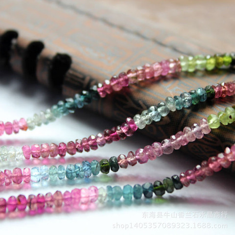 Tourmaline roundel faceted 3-3.5mm 36cm  for DIY jewelry making  loose beads  FPPJ wholesale beads nature gem stone ► Photo 1/3