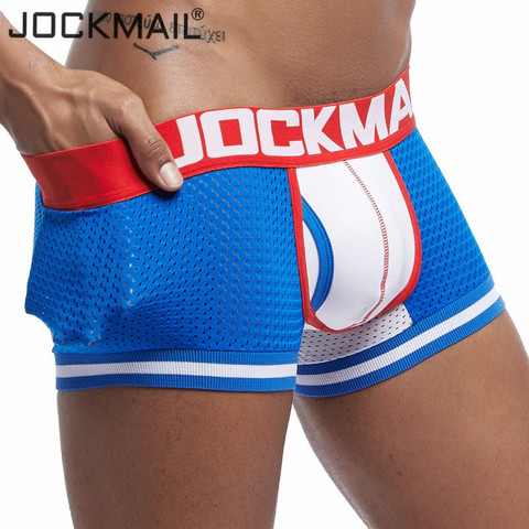 JOCKMAIL Brand New Underwear Men Boxer Mesh U Pouch Sexy Underpants Cueca Cotton Pants Trunks Boxer shorts Gay Male Panties ► Photo 1/6