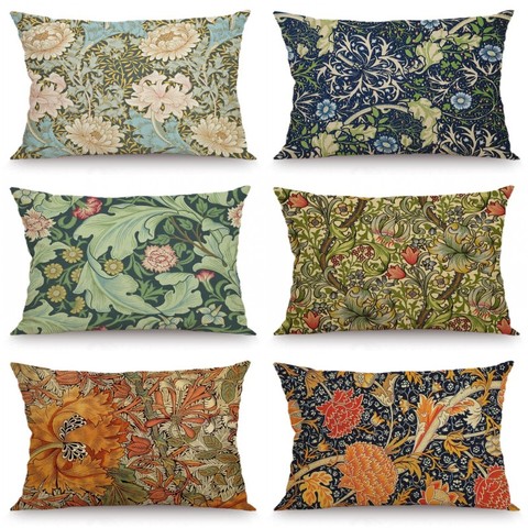 XUNYU Rectangle Cushion Cover Vintage Flowers Pattern Printed Pillow Case  JX006 ► Photo 1/6