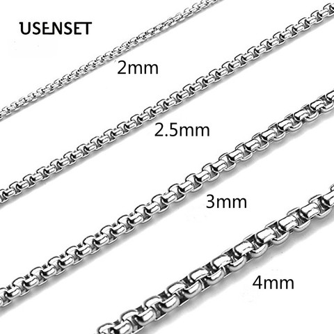 2-4MM Rope Chain Box Necklace 304 Stainless Steel Chains Necklaces Pendant DIY Jewelry Never Rub Off Daily Wear USENSET ► Photo 1/6