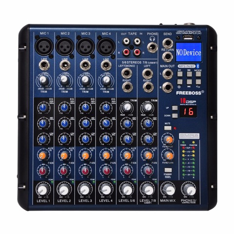 Freeboss SMR8 4 Mono + 2 stereo 8 channels 16 DSP good quality hot sell Bluetooth USB Play Record professional audio dj mixer ► Photo 1/6