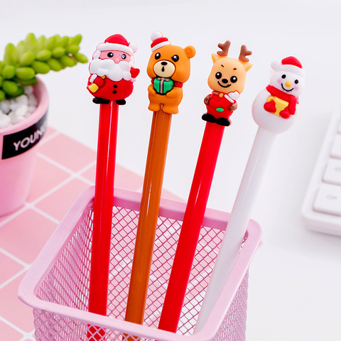 20 pcs Christmas gift pen cap Bear Christmas neutral pen 0.5 black student neutral pen stationery ► Photo 1/5