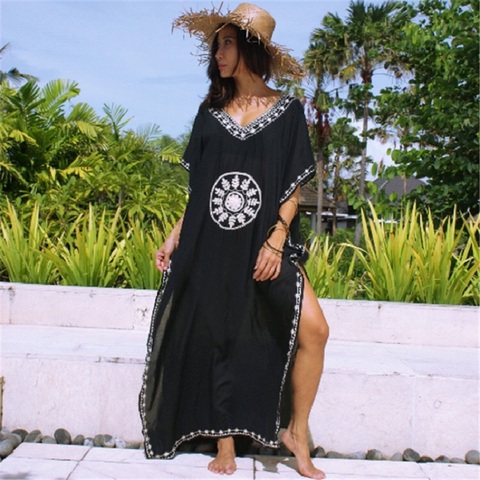 Women Loose Kaftan Swimsuit Cover Up Beach Long Casual Caftan Dress ► Photo 1/5