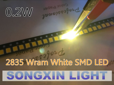 100PCS/lot Warm white 2835 Ultra Bright SMD LED 0.2W 21-23LM light emitting diode chip leds ► Photo 1/1