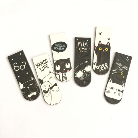 6pcs /Set Kawaii Oreo Cat Cactus Magnetic Bookmarks Books Marker of Page Stationery School Office Supply Paper Clip ► Photo 1/5