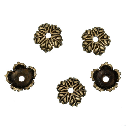 DoreenBeads Copper Antique Bronze Beads Caps Flower Pattern (Fit Beads Size: 10mm) DIY Findings 10mm( 3/8