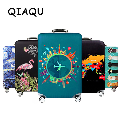 Thick Elastic World Map Luggage Protective Cover Zipper Suit For 18-32 inch Bag Suitcase Covers Trolley Cover Travel Accessories ► Photo 1/6
