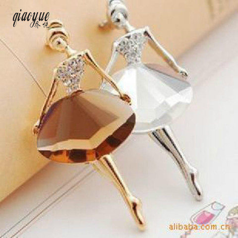 Fashion Ballet Girl Fashion Crystal Brooch Broches Jewelry Brooches For Women Cute Pins Brooch Enamel Pin Wholesale ► Photo 1/3