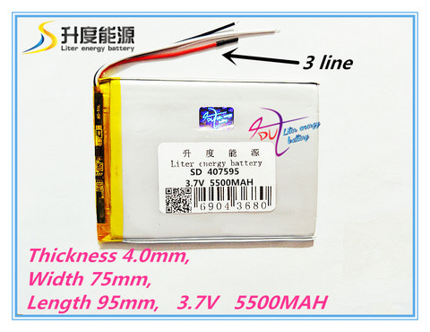 3 line 407595 polymer lithium battery 7,8,9 inch tablet PC lithiumion 'With High Quality 407595 3.7V 5500MAH tablet battery ► Photo 1/1