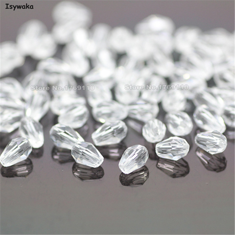 Isywaka 100pcs Clear Color Faceted Teardrop Beads Austria Crystal Beads Waterdrop Beads Loose Spacer Bead for DIY Making,3x5mm ► Photo 1/1
