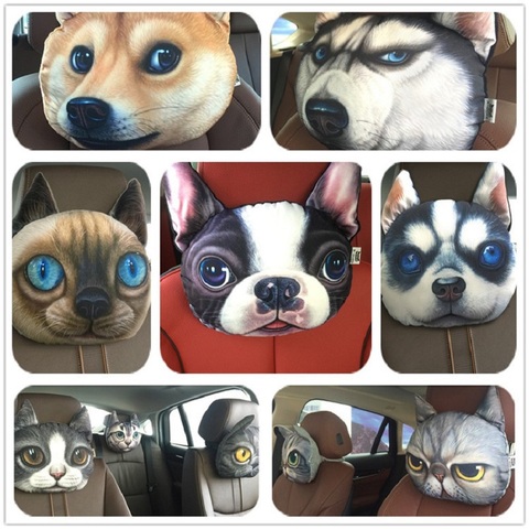 3D Lovely Dog Cat Animal Gift Car Headrest Activated Carbon Seat Covers Soft Neck Rest Cushion Safety Headrest Air Freshner ► Photo 1/5