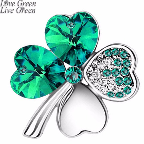 women`s day gift new factory Wholesales Austrian Crystal four leaf clover Brooch women accessories fashion jewelry 9554 ► Photo 1/6