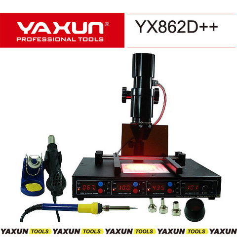 YAXUN  862D++ BGA SMD IRDA infrared  station with hot air gun / soldering iron / preheating plate,rework soldering station ► Photo 1/2