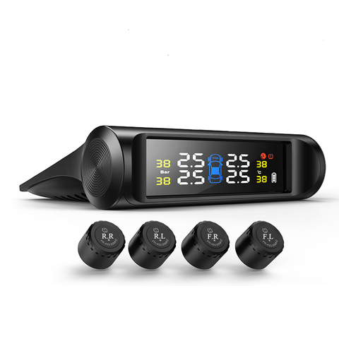 Universal Wireless TPMS Solar Power Tire Pressure Monitoring System Color LCD Display with 4 External Sensors For Hyundai kia ► Photo 1/5