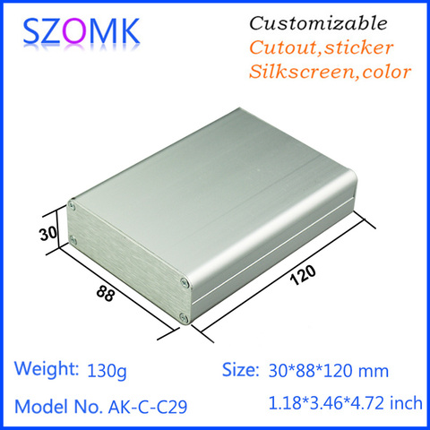 1 pcs, aluminium box amplifier case 30*88*120mm electronics aluminum distribution box, szomk aluminum instrument housing box ► Photo 1/1