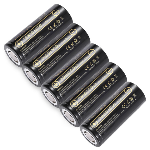 5PCS  LiitoKala 26650 5000mah 26650-50A Li-ion 3.7v Rechargeable Battery for Flashlight 20A ► Photo 1/6