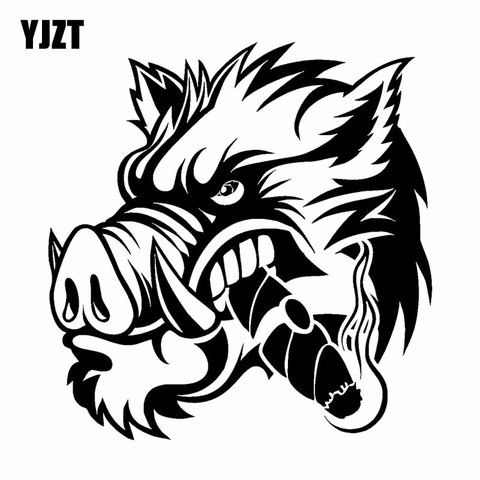 YJZT 17.2CM*17.8CM A Ferocious Wild Boar Car Sticker Vinyl Decal Black Silver C13-000659 ► Photo 1/6
