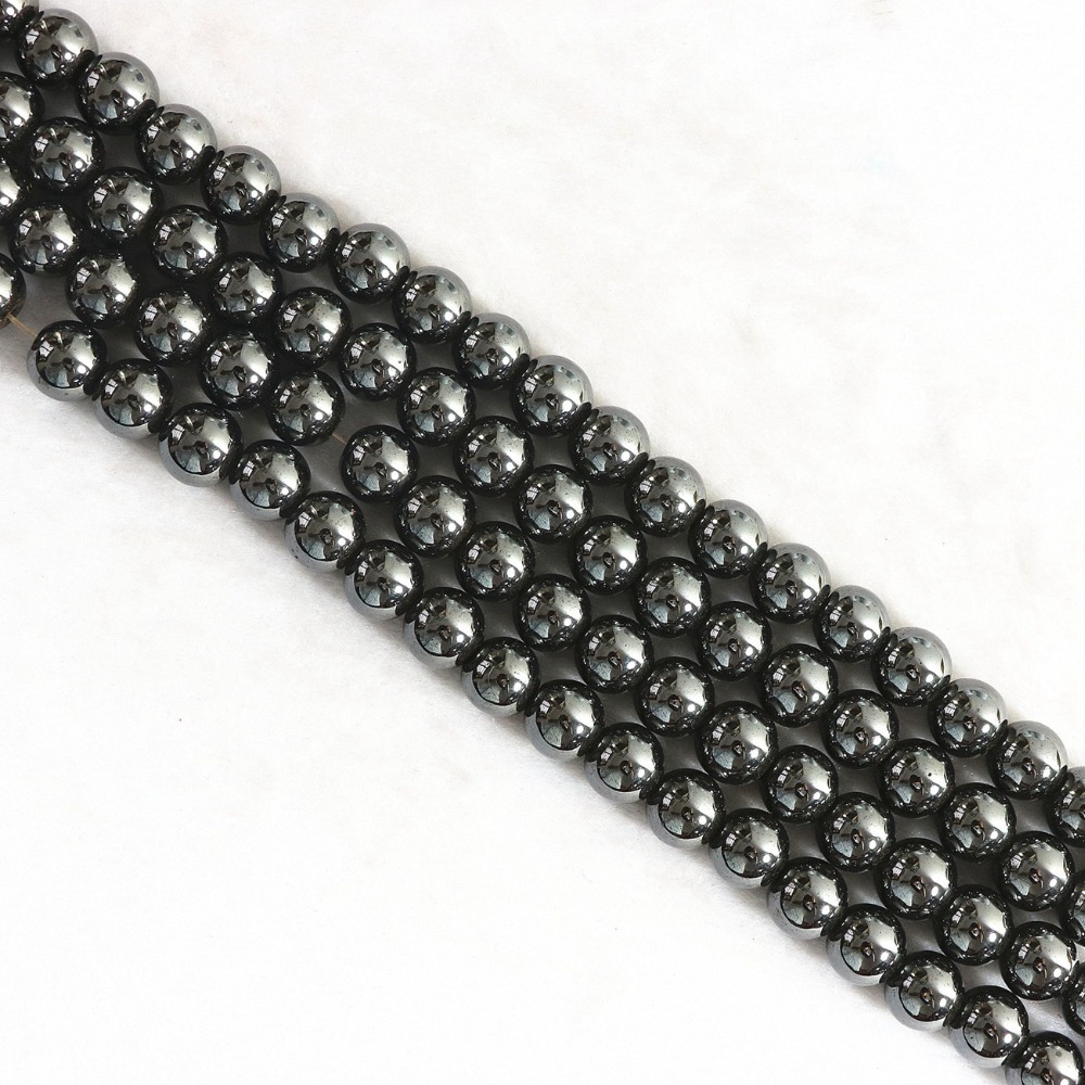Natural Stone Black Hematite Gemstone Round Spacer Loose Beads 15" 6mm 8mm 10mm 