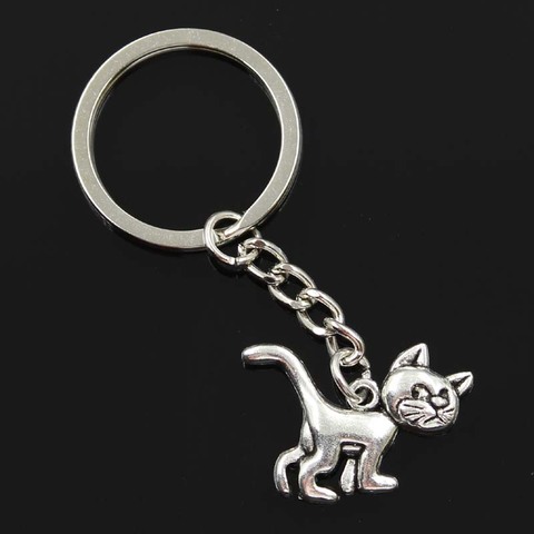 new fashion men 30mm keychain DIY metal holder chain vintage cat 30*22mm antique silver pendant ► Photo 1/5